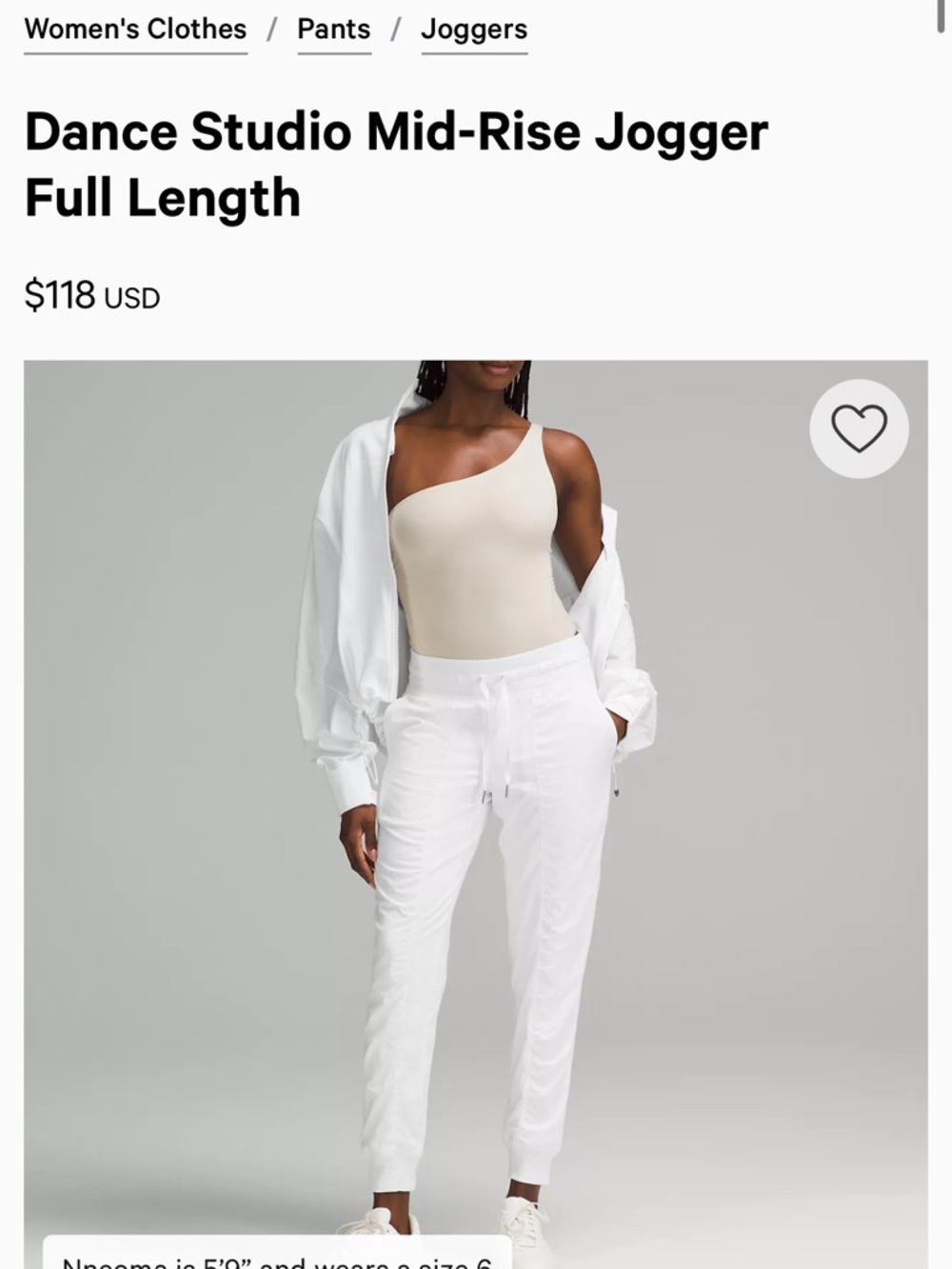 lululemon athletica White Dance Studio Mid-Rise Jogger